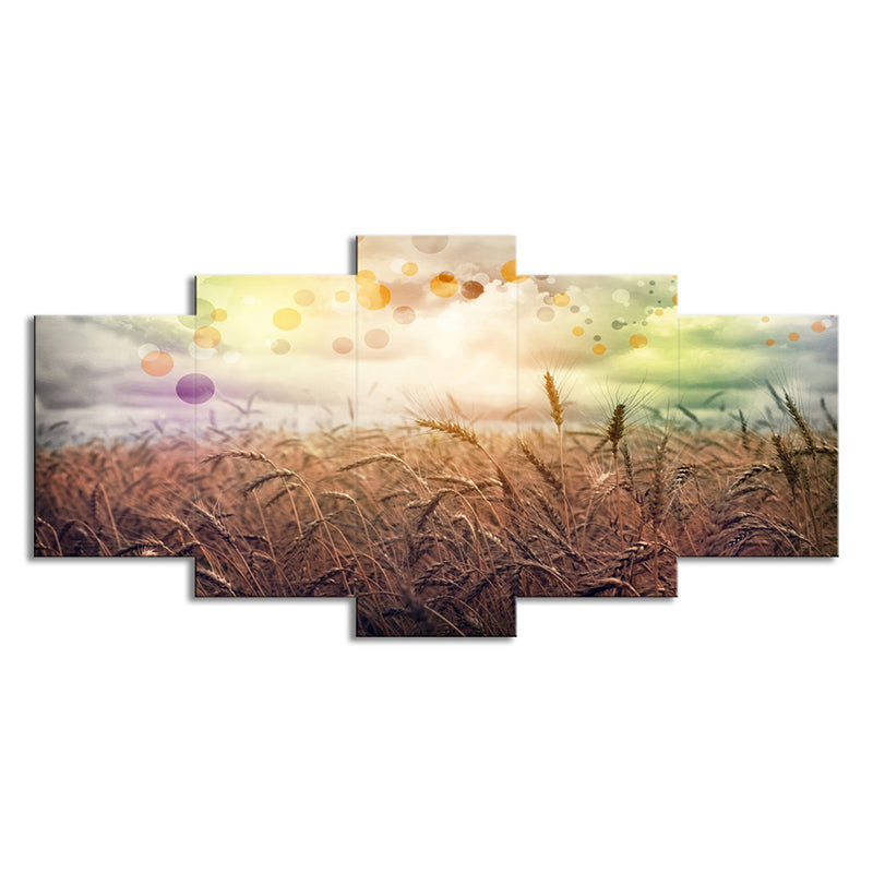 Poetic Wheat Field Canvas Wall Art Living Room Nature Scenery Wall Decor in Yellow Clearhalo 'Art Gallery' 'Canvas Art' 'Contemporary Art Gallery' 'Modern' Arts' 1695405