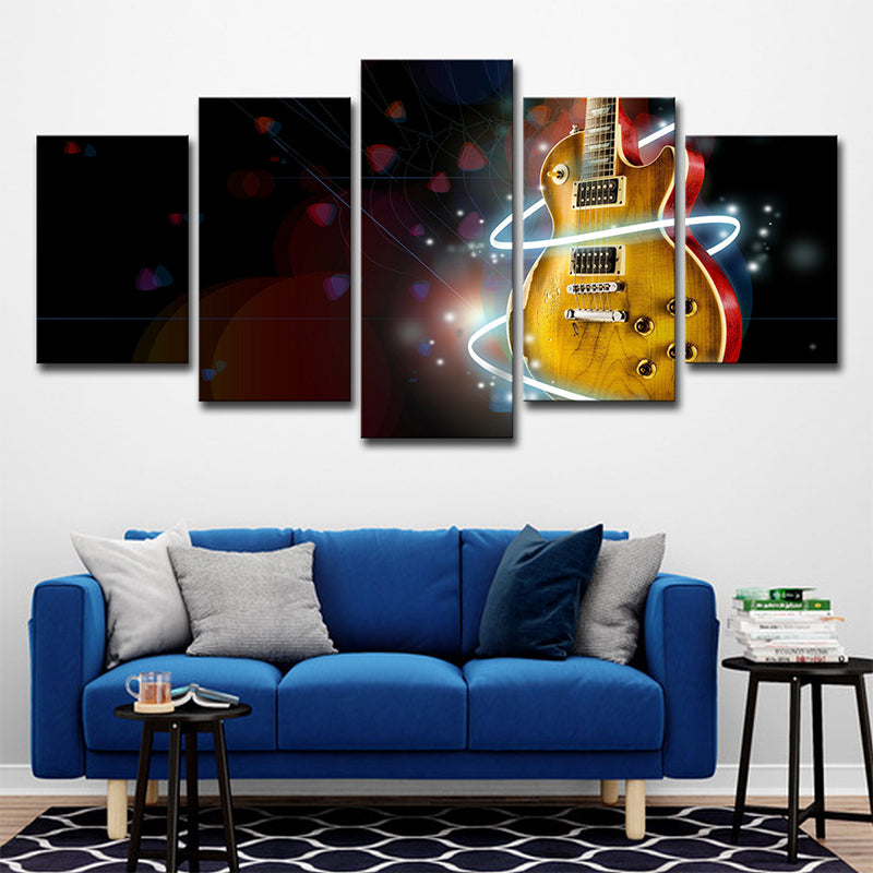 Digital Print Guitar Wall Art Yellow and Black Modernism Canvas for Boys Bedroom Clearhalo 'Art Gallery' 'Canvas Art' 'Contemporary Art Gallery' 'Modern' Arts' 1695453