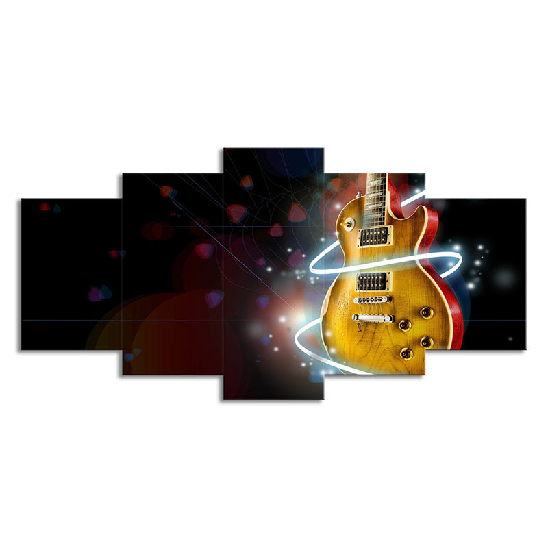 Digital Print Guitar Wall Art Yellow and Black Modernism Canvas for Boys Bedroom Clearhalo 'Art Gallery' 'Canvas Art' 'Contemporary Art Gallery' 'Modern' Arts' 1695455