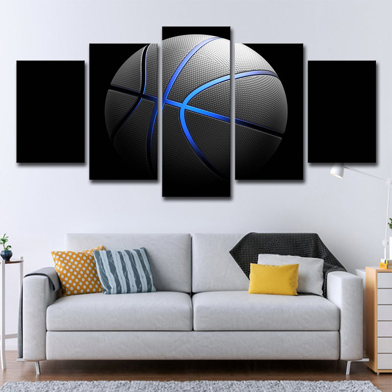 Black Basketball Wall Art Sports Modern Multi-Piece Canvas Print for Living Room Clearhalo 'Art Gallery' 'Canvas Art' 'Contemporary Art Gallery' 'Modern' Arts' 1695481