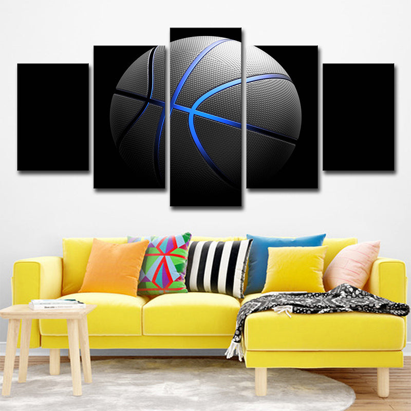 Black Basketball Wall Art Sports Modern Multi-Piece Canvas Print for Living Room Clearhalo 'Art Gallery' 'Canvas Art' 'Contemporary Art Gallery' 'Modern' Arts' 1695482