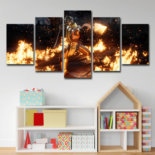 Cool Warrior Canvas Wall Art Boys Bedroom Fantasy Wall Decor in Yellow and Black Clearhalo 'Art Gallery' 'Canvas Art' 'Kids' Arts' 1695566