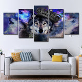 Digital Print Wolves Wall Art Purple Modernism Canvas for Living Room, Multi-Piece Purple Clearhalo 'Art Gallery' 'Canvas Art' 'Contemporary Art Gallery' 'Modern' Arts' 1695579