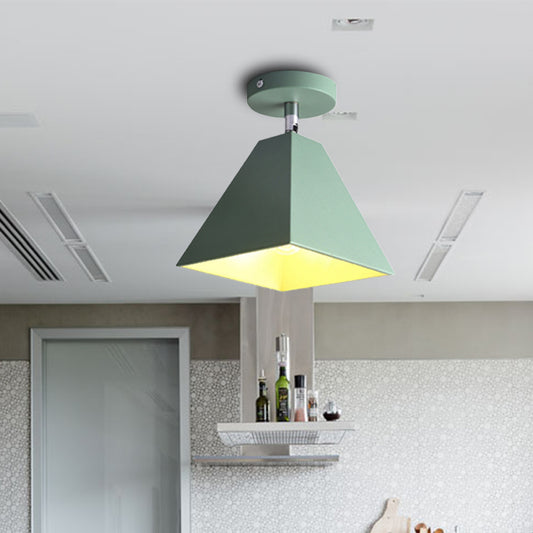 Modern Ceiling Light for Bedroom, Metal Semi Flush Light with Pyramid Shade for Children Clearhalo 'Ceiling Lights' 'Close To Ceiling Lights' 'Close to ceiling' 'Semi-flushmount' Lighting' 169559