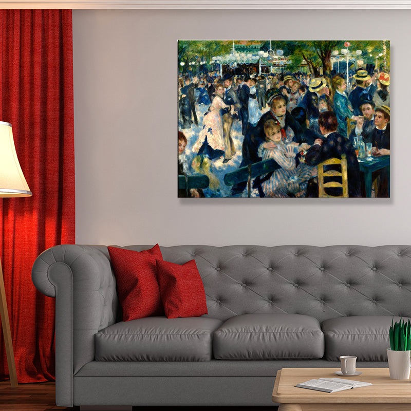 Blue Dancing Party Art Print Textured Vintage Living Room Canvas, Multiple Sizes Available Blue Clearhalo 'Arts' 'Canvas Art' 1695607