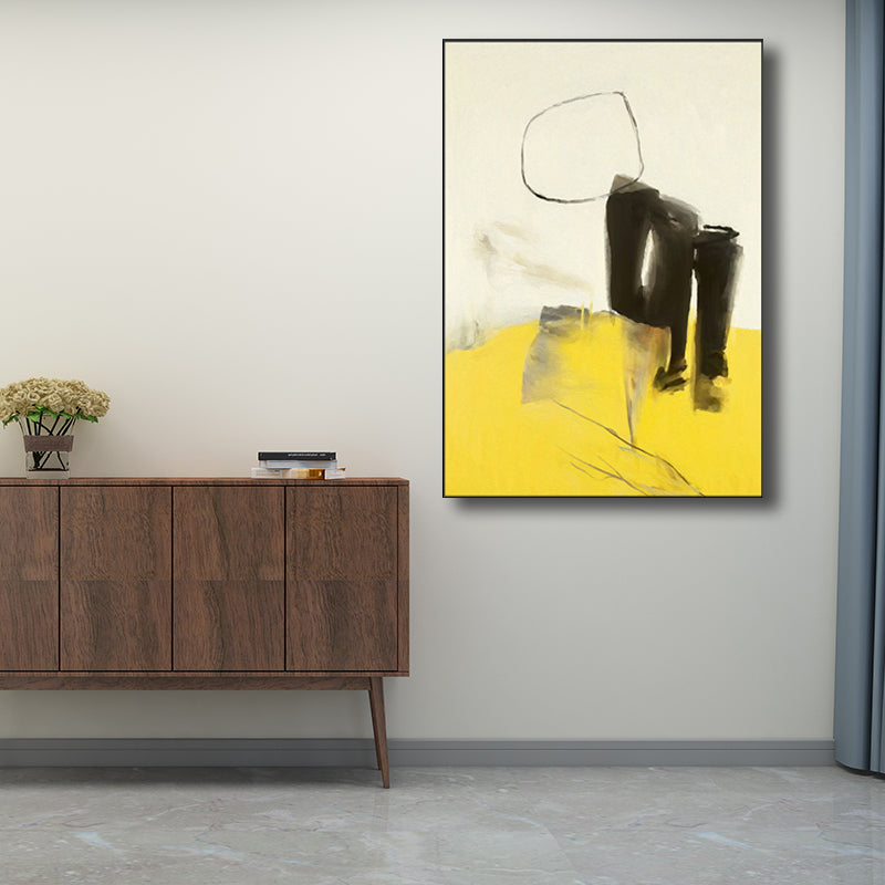 Contemporary Style Abstract Pattern Art Yellow Textured Wall Decor for Dining Room Clearhalo 'Art Gallery' 'Canvas Art' 'Contemporary Art Gallery' 'Modern' Arts' 1695635