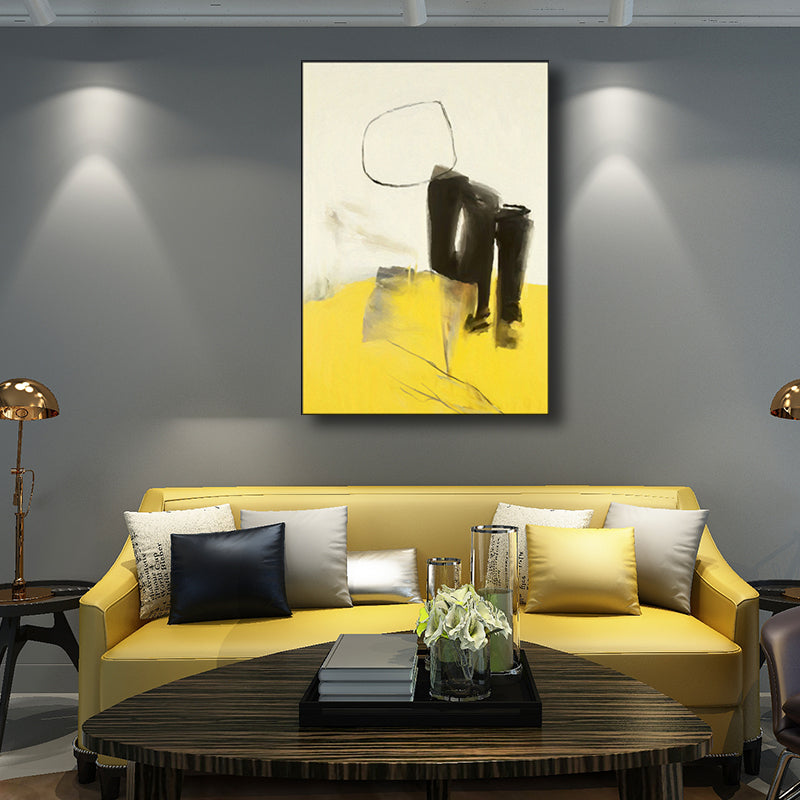 Contemporary Style Abstract Pattern Art Yellow Textured Wall Decor for Dining Room Clearhalo 'Art Gallery' 'Canvas Art' 'Contemporary Art Gallery' 'Modern' Arts' 1695636