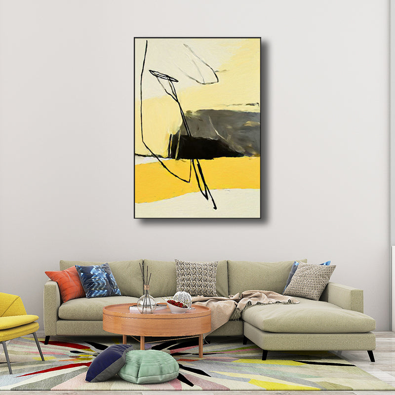 Contemporary Style Abstract Pattern Art Yellow Textured Wall Decor for Dining Room Clearhalo 'Art Gallery' 'Canvas Art' 'Contemporary Art Gallery' 'Modern' Arts' 1695642
