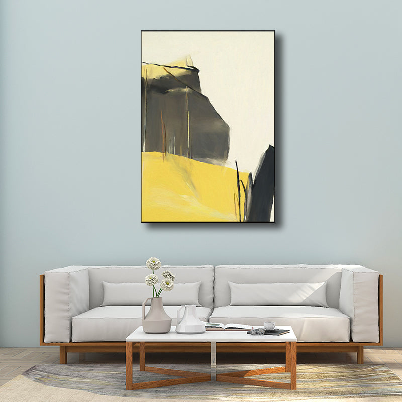Contemporary Style Abstract Pattern Art Yellow Textured Wall Decor for Dining Room Clearhalo 'Art Gallery' 'Canvas Art' 'Contemporary Art Gallery' 'Modern' Arts' 1695646