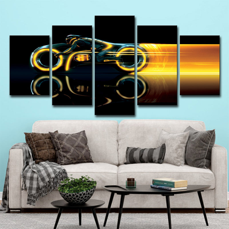 Black Steel Motorbike Wall Decor Abstract Modern Multi-Piece Canvas Wall Art for Room Clearhalo 'Art Gallery' 'Canvas Art' 'Contemporary Art Gallery' 'Modern' Arts' 1695664