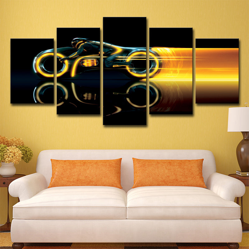 Black Steel Motorbike Wall Decor Abstract Modern Multi-Piece Canvas Wall Art for Room Clearhalo 'Art Gallery' 'Canvas Art' 'Contemporary Art Gallery' 'Modern' Arts' 1695665