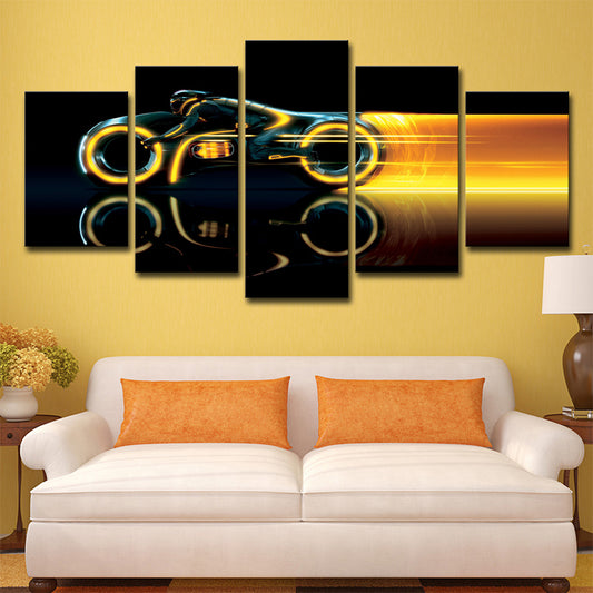 Black Steel Motorbike Wall Decor Abstract Modern Multi-Piece Canvas Wall Art for Room Clearhalo 'Art Gallery' 'Canvas Art' 'Contemporary Art Gallery' 'Modern' Arts' 1695665