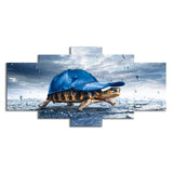 Blue Tortoise with Cap Canvas Multi-Piece Modern Style Sitting Room Wall Art Clearhalo 'Art Gallery' 'Canvas Art' 'Contemporary Art Gallery' 'Modern' Arts' 1695673