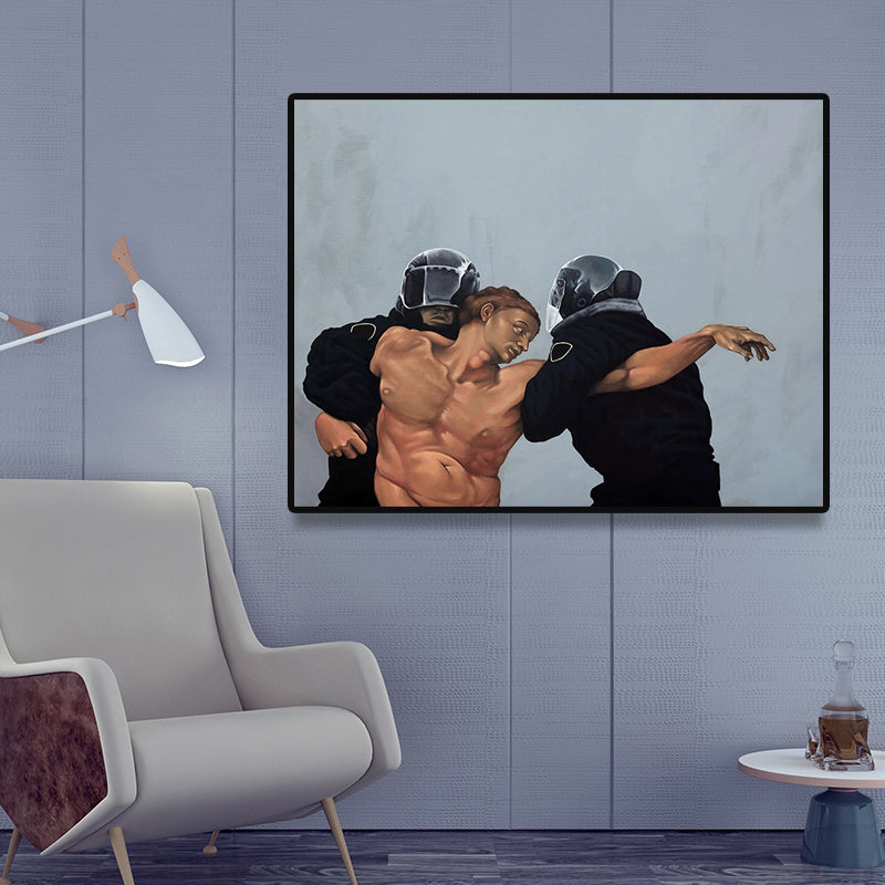 Black Retro Wall Decor Painting Print Caught by the Police Canvas Art for Bedroom Clearhalo 'Arts' 'Canvas Art' 1695736