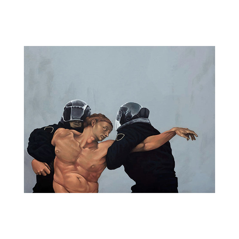 Black Retro Wall Decor Painting Print Caught by the Police Canvas Art for Bedroom Clearhalo 'Arts' 'Canvas Art' 1695738