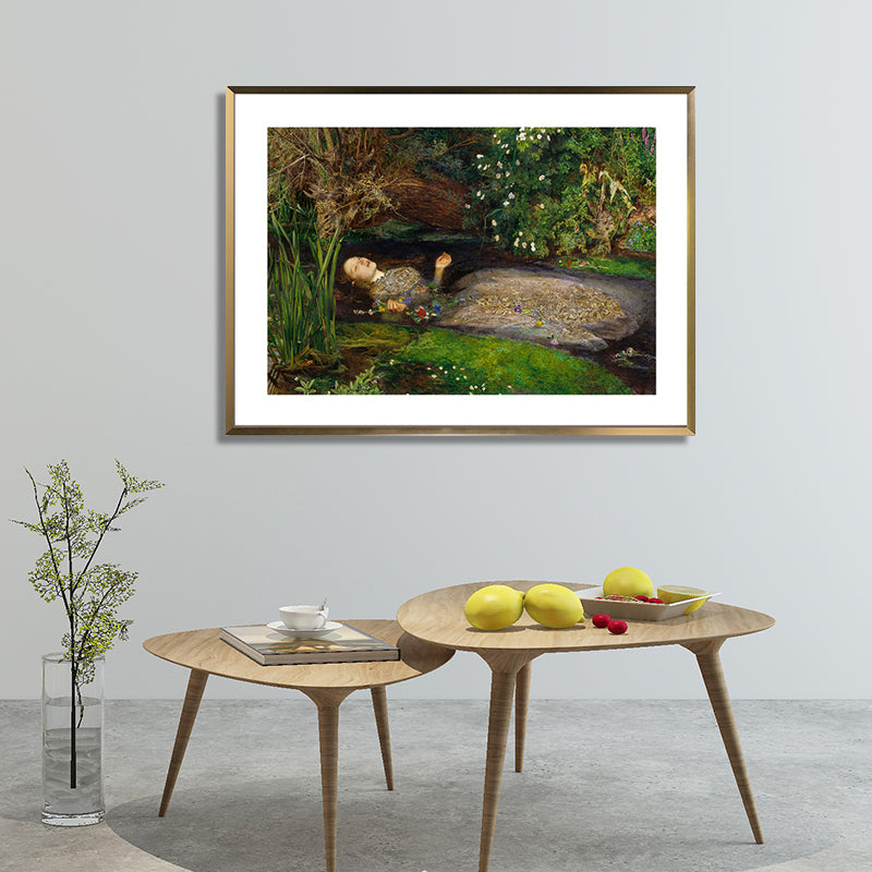 Lady Flowing with Stream Canvas for Bedroom Figure Painting Wall Art Print in Green, Textured Clearhalo 'Arts' 'Canvas Art' 1695881