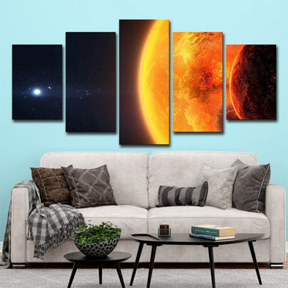 Sun Space Wall Art Print Science Fiction Resplendent Solar View Wall Decor in Orange Orange Clearhalo 'Art Gallery' 'Canvas Art' 'Kids' Arts' 1695893