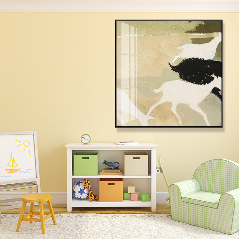 Contemporary Deer Herd Painting Animals Beige Wall Art, Multiple Sizes Available Clearhalo 'Art Gallery' 'Canvas Art' 'Contemporary Art Gallery' 'Modern' Arts' 1695965