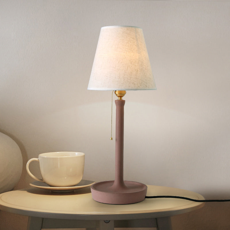 Tapered Desk Lamp in Nordic Style Cement 1 Light Grey/Red/Brown Standing Table Lamp with Pull Chain Brown Clearhalo 'Lamps' 'Table Lamps' Lighting' 169597