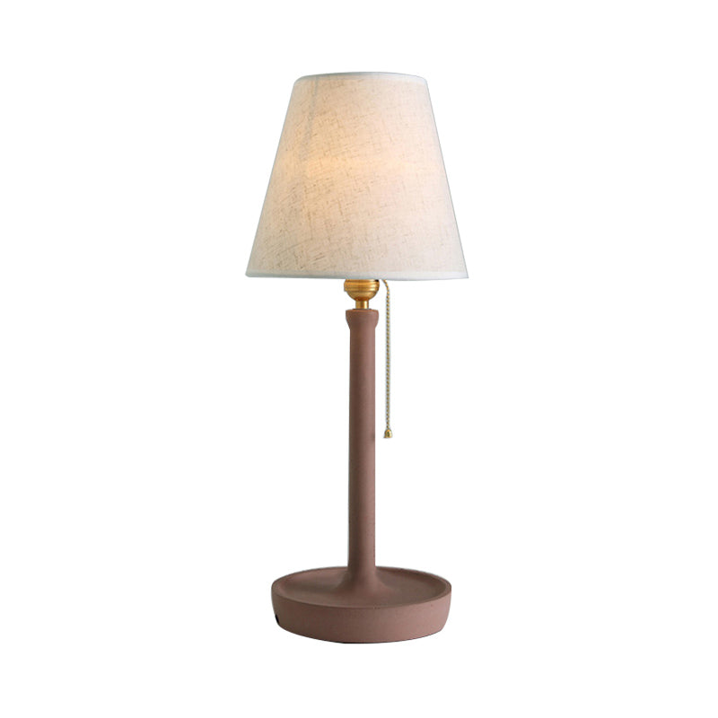 Tapered Desk Lamp in Nordic Style Cement 1 Light Grey/Red/Brown Standing Table Lamp with Pull Chain Clearhalo 'Lamps' 'Table Lamps' Lighting' 169599