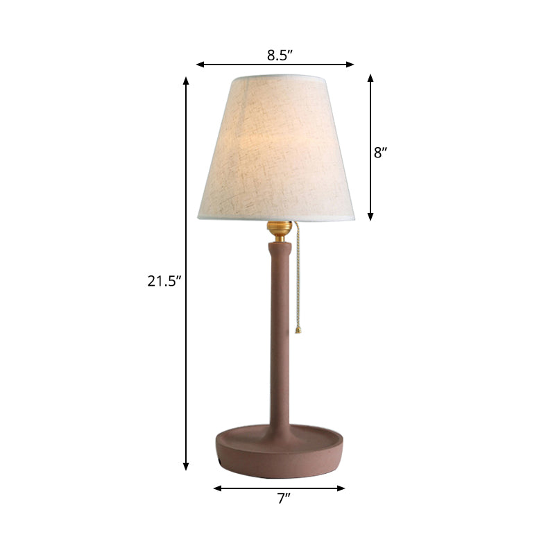 Tapered Desk Lamp in Nordic Style Cement 1 Light Grey/Red/Brown Standing Table Lamp with Pull Chain Clearhalo 'Lamps' 'Table Lamps' Lighting' 169600