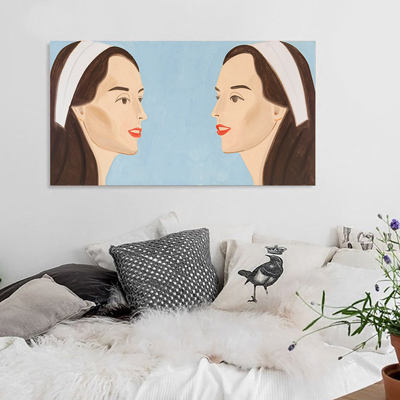 Pop Art Canvas Print in Blue Alex Katz Double White Band Painting Wall Decor for Home Blue Clearhalo 'Art Gallery' 'Canvas Art' 'Contemporary Art Gallery' 'Modern' Arts' 1696028