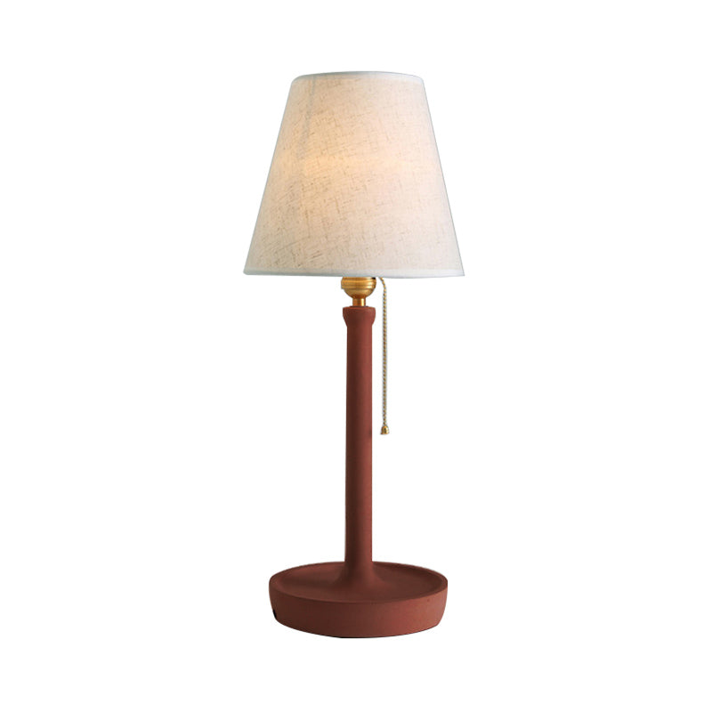 Tapered Desk Lamp in Nordic Style Cement 1 Light Grey/Red/Brown Standing Table Lamp with Pull Chain Clearhalo 'Lamps' 'Table Lamps' Lighting' 169603