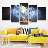 White Night Wolves Wall Art Decor Animal Modern Multi-Piece Canvas Print for Home Clearhalo 'Art Gallery' 'Canvas Art' 'Contemporary Art Gallery' 'Modern' Arts' 1696140