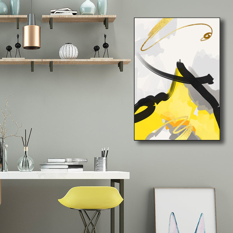 Brush Stroke Canvas for Bathroom Illustration Wall Art Print, Multiple Sizes Options Yellow Design 2 Clearhalo 'Art Gallery' 'Canvas Art' 'Contemporary Art Gallery' 'Modern' Arts' 1696236