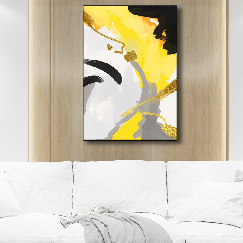 Brush Stroke Canvas for Bathroom Illustration Wall Art Print, Multiple Sizes Options Yellow Design 3 Clearhalo 'Art Gallery' 'Canvas Art' 'Contemporary Art Gallery' 'Modern' Arts' 1696240