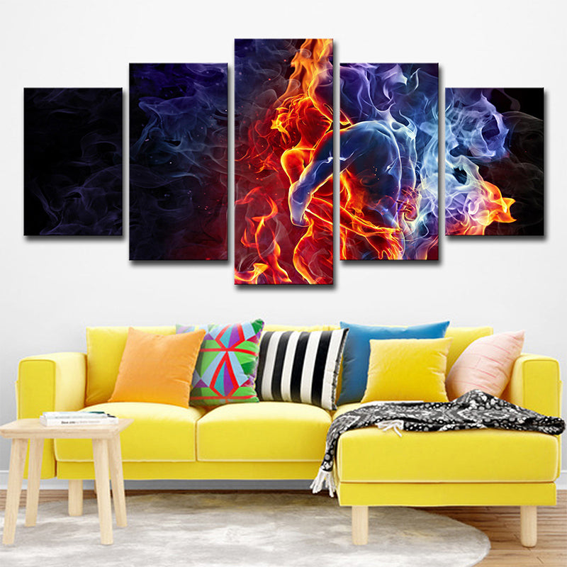 Modernist Flame Abstract Art Print Black Multi-Piece Wall Decor for House Interior Clearhalo 'Art Gallery' 'Canvas Art' 'Contemporary Art Gallery' 'Modern' Arts' 1696252