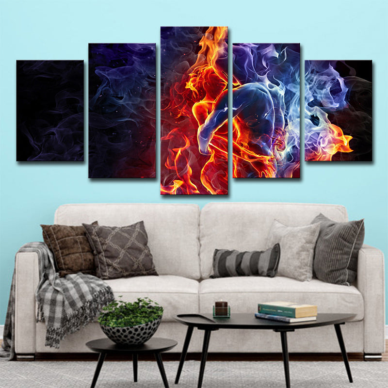 Modernist Flame Abstract Art Print Black Multi-Piece Wall Decor for House Interior Clearhalo 'Art Gallery' 'Canvas Art' 'Contemporary Art Gallery' 'Modern' Arts' 1696253