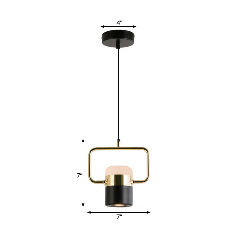 Black/White Cylinder Pendant Lamp Modern LED Steel and Glass Hanging Lighting with Rounded Edged Vertical/Horizontal Rectangle Clearhalo 'Ceiling Lights' 'Modern Pendants' 'Modern' 'Pendant Lights' 'Pendants' Lighting' 169653