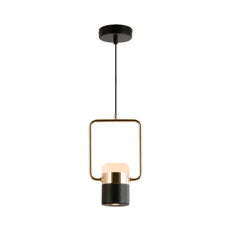 Black/White Cylinder Pendant Lamp Modern LED Steel and Glass Hanging Lighting with Rounded Edged Vertical/Horizontal Rectangle Clearhalo 'Ceiling Lights' 'Modern Pendants' 'Modern' 'Pendant Lights' 'Pendants' Lighting' 169658