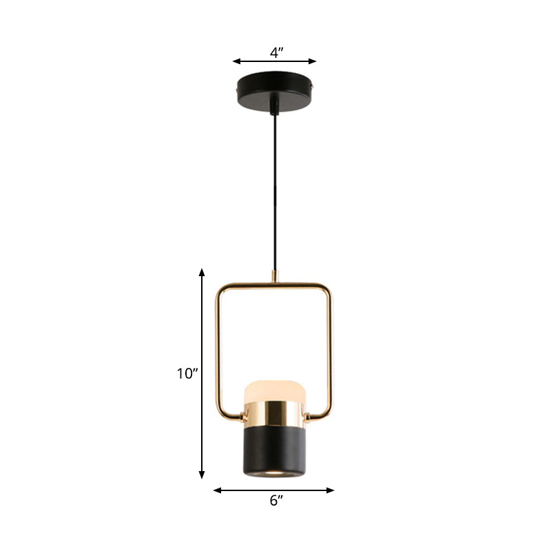 Black/White Cylinder Pendant Lamp Modern LED Steel and Glass Hanging Lighting with Rounded Edged Vertical/Horizontal Rectangle Clearhalo 'Ceiling Lights' 'Modern Pendants' 'Modern' 'Pendant Lights' 'Pendants' Lighting' 169659