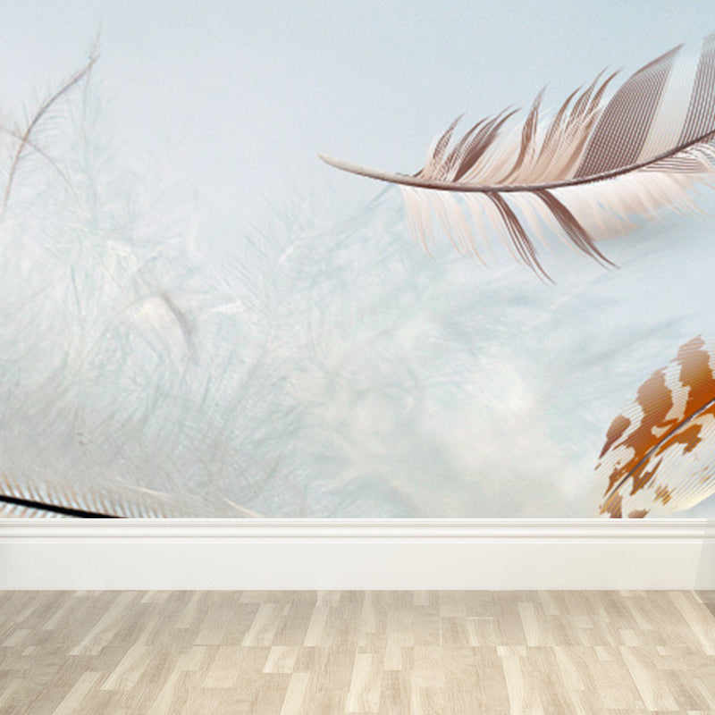 Whole Bird Feather Mural Wallpaper for Wall Decor Contemporary Girls Room Wall Art Clearhalo 'Wall Decor' 'Wall Mural' 1696698