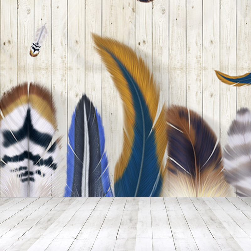 Whole Bird Feather Mural Wallpaper for Wall Decor Contemporary Girls Room Wall Art Clearhalo 'Wall Decor' 'Wall Mural' 1696703