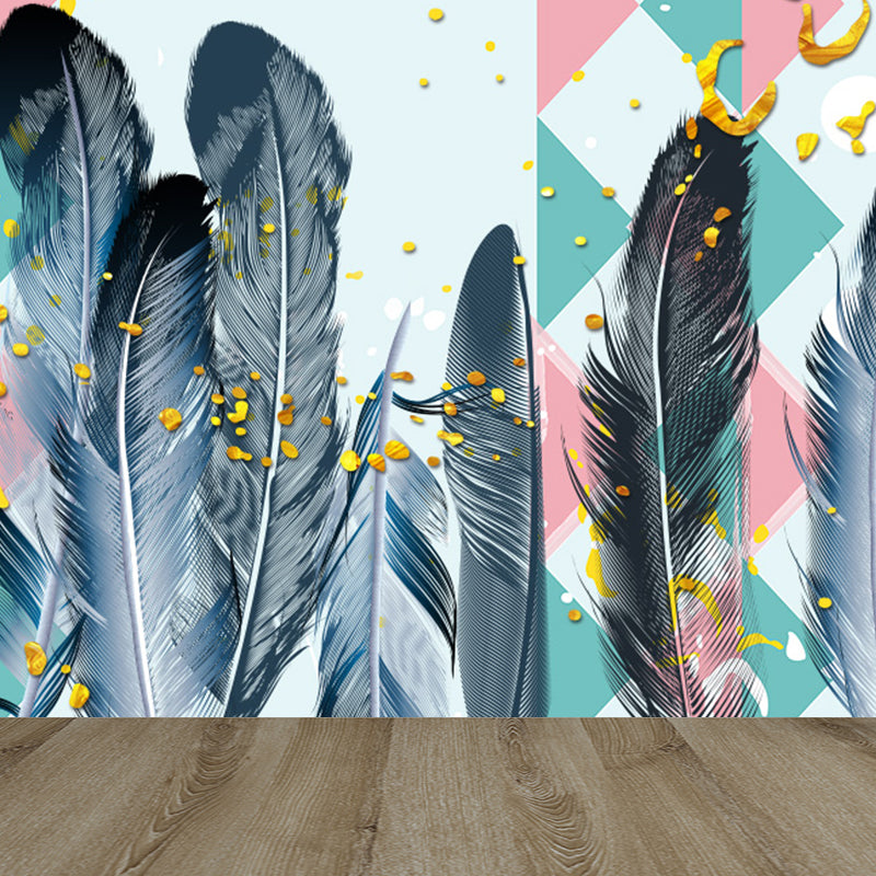 Whole Bird Feather Mural Wallpaper for Wall Decor Contemporary Girls Room Wall Art Clearhalo 'Wall Decor' 'Wall Mural' 1696708