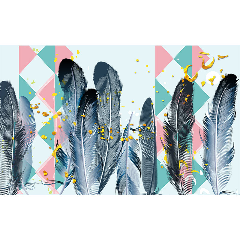 Whole Bird Feather Mural Wallpaper for Wall Decor Contemporary Girls Room Wall Art Clearhalo 'Wall Decor' 'Wall Mural' 1696709