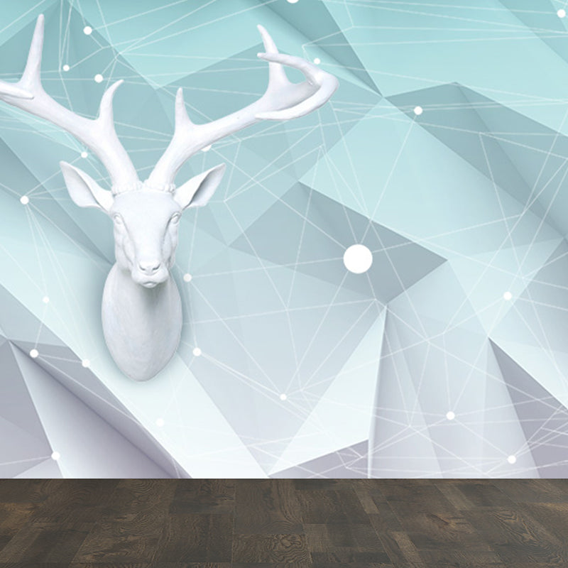 Big Wild Reindeer Mural Wallpaper Decorative Contemporary Living Room Wall Covering Light Blue Clearhalo 'Wall Decor' 'Wall Mural' 1697142