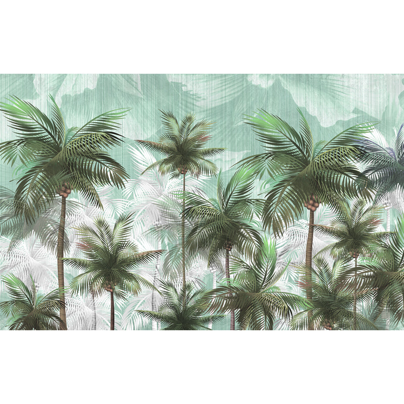 Tropics Coconut Trees Mural Wallpaper Non-Woven Washable Green Wall Decor for Room Clearhalo 'Wall Decor' 'Wall Mural' 1697427