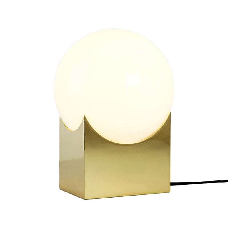 Modernist Style Globe Table Lamp Milk Glass 1 Light Living Room Table Lighting with Metal Base in Black/Gold Clearhalo 'Lamps' 'Table Lamps' Lighting' 169759