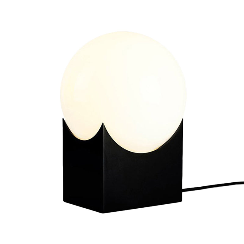 Modernist Style Globe Table Lamp Milk Glass 1 Light Living Room Table Lighting with Metal Base in Black/Gold Clearhalo 'Lamps' 'Table Lamps' Lighting' 169762