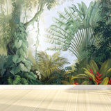 Tropical Botanics Wallpaper Mural Green Stain Resistant Wall Art for Living Room Clearhalo 'Wall Decor' 'Wall Mural' 1697625