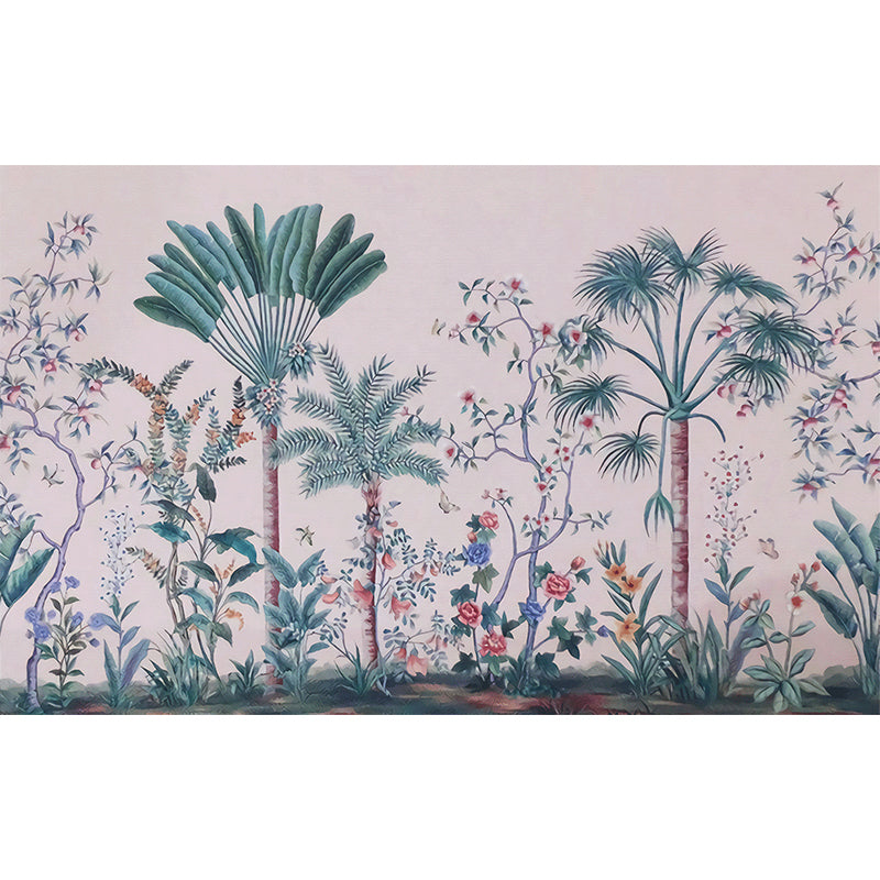 Tropical Style Leaves Mural Wallpaper Light Color Natural Botanical Wall Covering Clearhalo 'Wall Decor' 'Wall Mural' 1697733