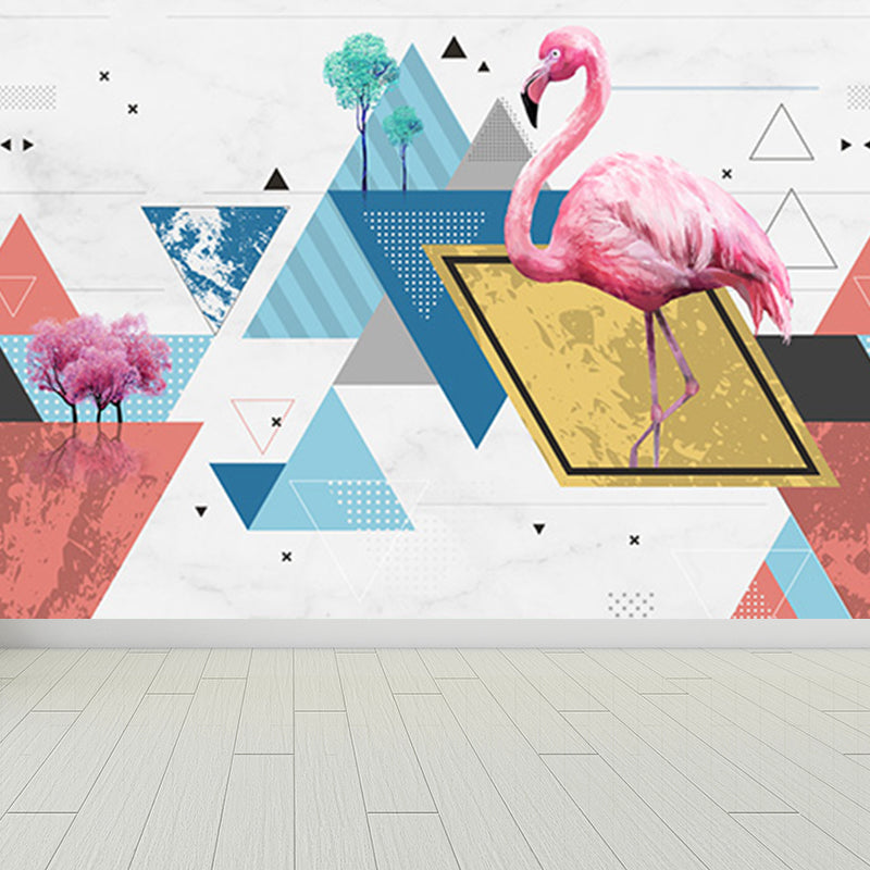 Big Flamingos Wall Paper Mural Moisture Resistant Tropical Bedroom Wall Covering Clearhalo 'Wall Decor' 'Wall Mural' 1697797