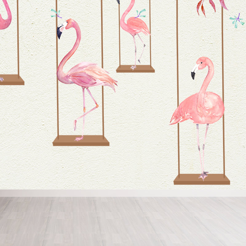 Big Flamingos Wall Paper Mural Moisture Resistant Tropical Bedroom Wall Covering Clearhalo 'Wall Decor' 'Wall Mural' 1697806