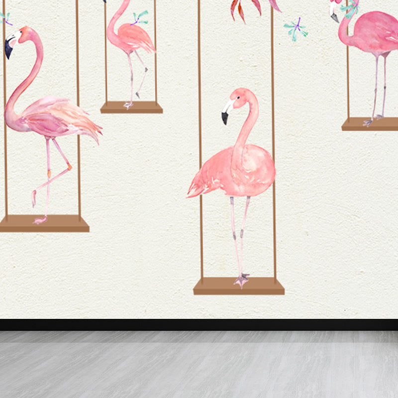 Big Flamingos Wall Paper Mural Moisture Resistant Tropical Bedroom Wall Covering Clearhalo 'Wall Decor' 'Wall Mural' 1697807