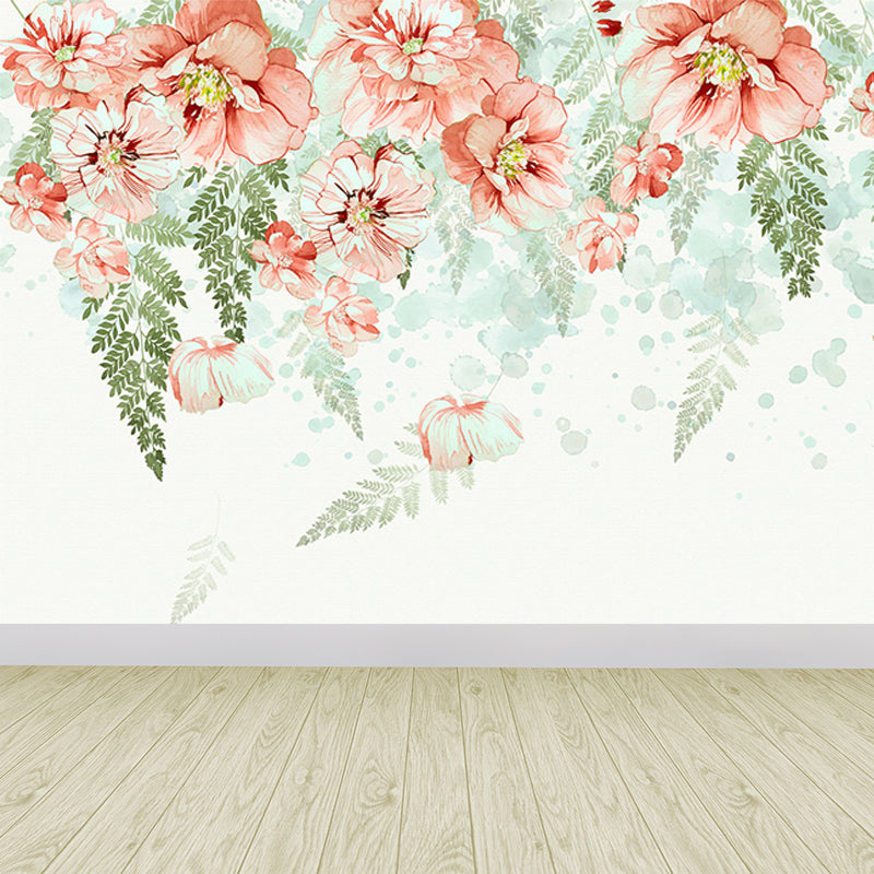 Blossoming Wall Paper Mural in Orange Modern Stylish Wall Covering for Accent Wall Clearhalo 'Wall Decor' 'Wall Mural' 1698031