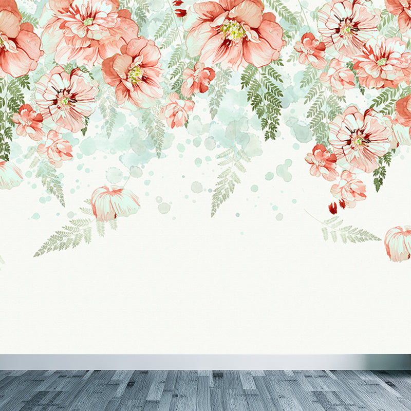 Blossoming Wall Paper Mural in Orange Modern Stylish Wall Covering for Accent Wall Clearhalo 'Wall Decor' 'Wall Mural' 1698032